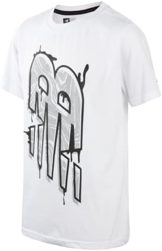 T-shirt de New Balance Boys-2 pacote de manga curta Tee de desempenho ativo, tamanho 10-12, branco/preto
