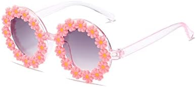 Ozpykae Girl Round Flower Sunglasses, Flor Florted Gifais Bonices Proteção 400 Proteção ao ar livre menino