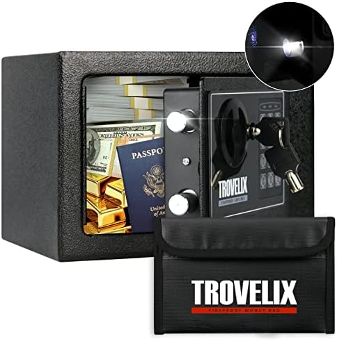 Trovelix Small Safe Caixa para casa com luz sensor, caixa de segurança com chaves, caixa de bloqueio