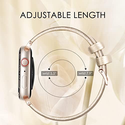 Banda de couro Eyamumo Compatível para a banda Apple Watch 38mm 40mm 41mm, fino e elegante cinta de couro genuíno compatível para Iwatch Series 8, 7, 6, 5, 4, 3, 2, 1, 1, SE, Sport & Edition for Women