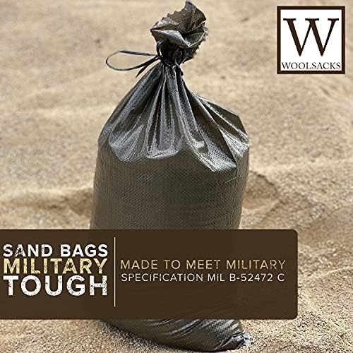 Pacote de saco de saco de lã e 14 ”x 26” de polipropileno verde | Sagros de areia naturais para inundações,