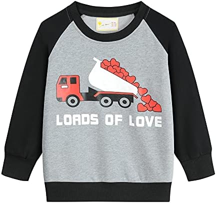 Pequena mão de criança meninos dinossauros moletons dump caminhão amor camisetas esportes camisa ativa