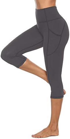 Calças Capri Yoga de Stelle Women com bolsos essenciais de cintura alta para treino