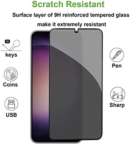 [3 pacote] Protetor de tela de privacidade para Samsung Galaxy S23 Plus / S23+ 5g de vidro temperado, anti-spy,
