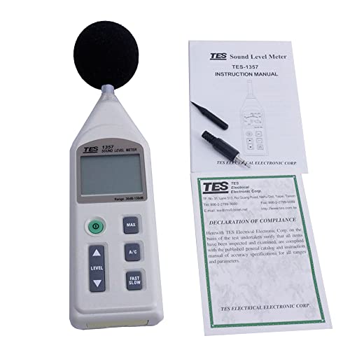 TES-1357 Precision Digital Sound Level Medidor Testador de ruído 31,5 Hz a 8kHz 30 a 130dB Medidor de ruído