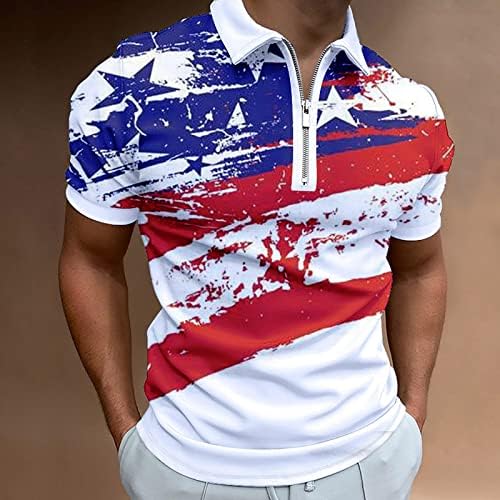 Ruiruilico Men's USA Flag Polo Camisetas