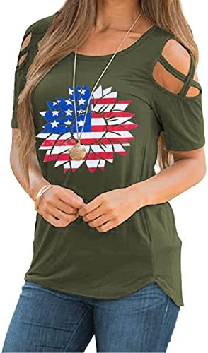 Camisas patrióticas para mulheres bandeira dos EUA T-shirts Casual Tops de verão camisetas de manga curta
