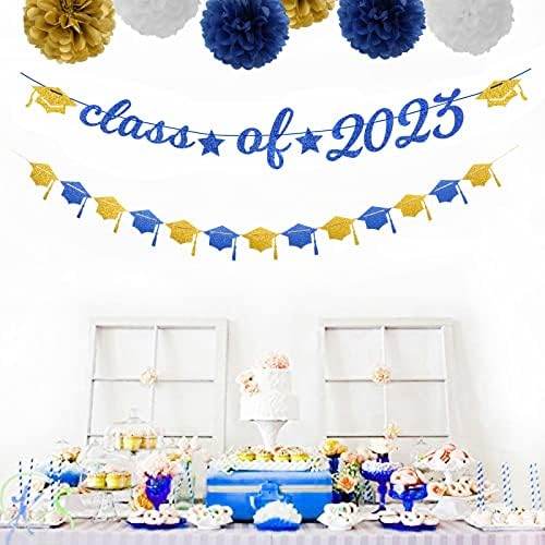 Banner de graduação em decorações de festas-azul-azul-azul-marinho-8pcs Kits Classe de 2023 Cap