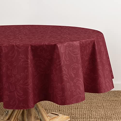 Elrene Home Fashions Camile Floral Damask-roll Scroll Comball de vinil resistente a manchas