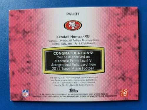 Kendall Hunter 2011 Prime RC Quad JSY Auto D 208/515 San Francisco 49ers! - camisas da NFL autografadas