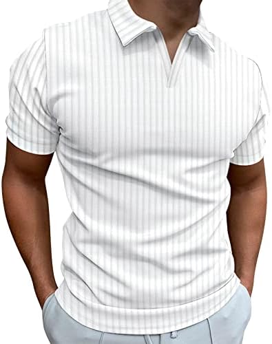 Camisas de golfe para homens, manga curta masculina zíper casual slim fit