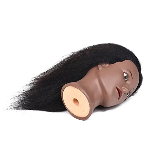 Manequim Cabeça de 14 polegadas Yaki Cabeça de treinamento direto Manikin Head Cosmetology Doll Head Hairsser