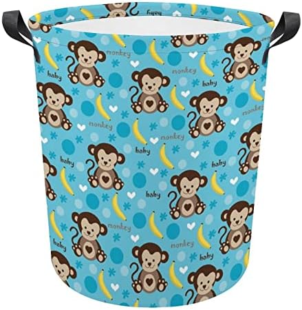 Macaco de bebê fofo e banana cesta dobrável cesto de lavander