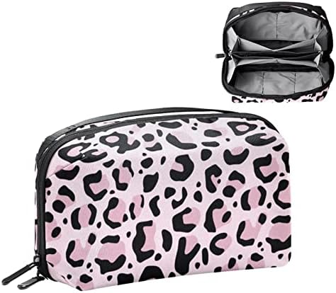 Bolsa de maquiagem de viagem sacos de maquiagem de bolsa de higieness à prova d'água para mulheres e meninas, grãos de leopardo rosa preto clássico Parten