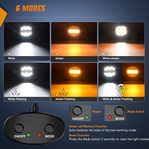 Nilight 2pcs 4,5 polegadas 27W Barra de luz LED Amber Strobe 6 Modos Memória Função de memória Off-road Car Cabin