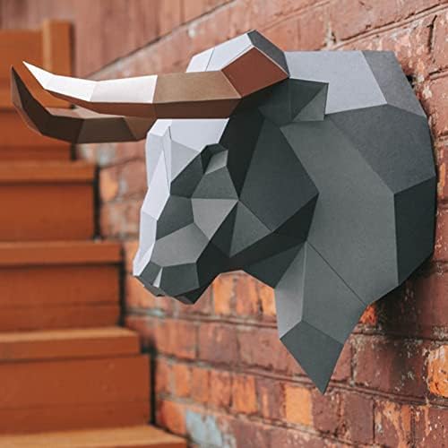 WLL-DP 3D Bull-Shape-Shape Paper Trophy Diy Wall Decoration Creative origami quebra-cabeça geométrico