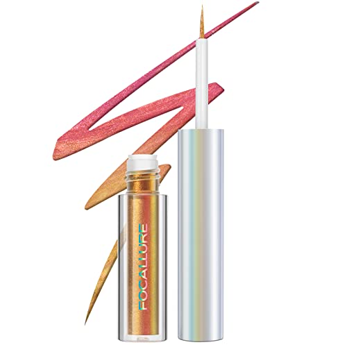 Focalle Chameleon Liquid Eyeliner, caneta de delineador de mudança de cor, acabamento multi-reflexivo metálico,