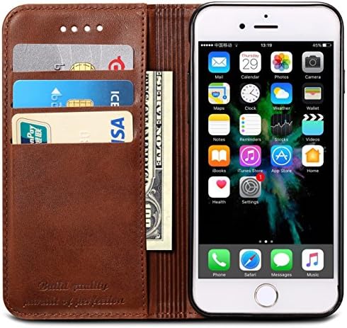 Caso Sinianl iPhone 7 Plus, capa iPhone 8 Plus, Caso de couro premium Caixa de crédito Business Credit