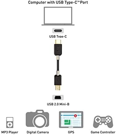 A cabo é importante USB C a mini cabo USB de 3,3 pés de preto