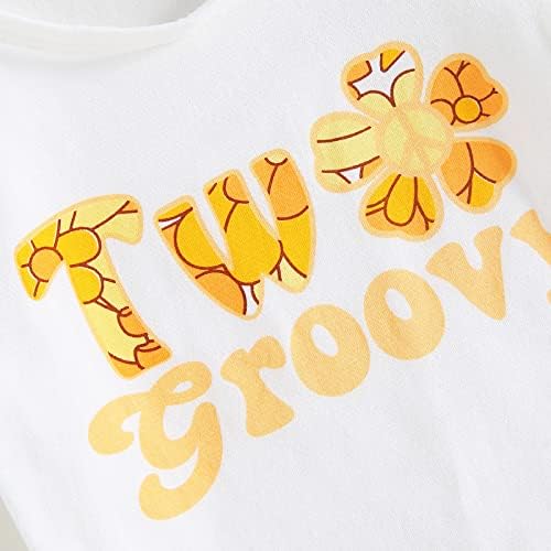 Criança de menina de menina de bebê Groovy One/Dois Groovy Ruffles Rodper Camiseta Floral Flored Calça
