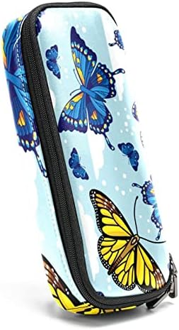 Caixa de lápis Guerotkr, bolsa de lápis, capa de caneta, bolsa de caneta, bolsa de lápis pequena, padrão colorido de borboleta colorida sem costura