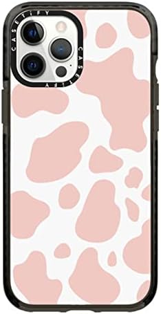 Caso de impacto CASETIFY para iPhone 12 Pro Max - vaca rosa - preto transparente