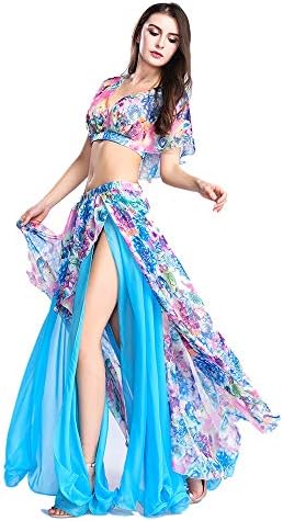Fantasia de dança de barriga real de Smeela definido para mulheres de chiffon dança de dança e tops roupas