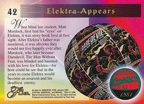 1994 Flair Marvel 42 Elektra Official Entertainment Trading Card em condição bruta