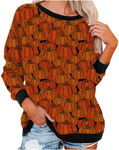 Camisa de equipe de halloween de halloween de moletom - mulheres casuais de manga longa no pescoço
