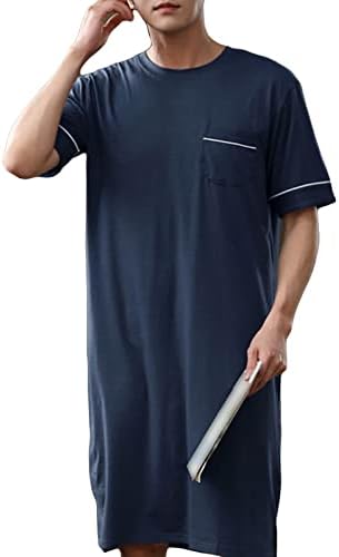 Camisa de noite masculina manga curta camisola confortável