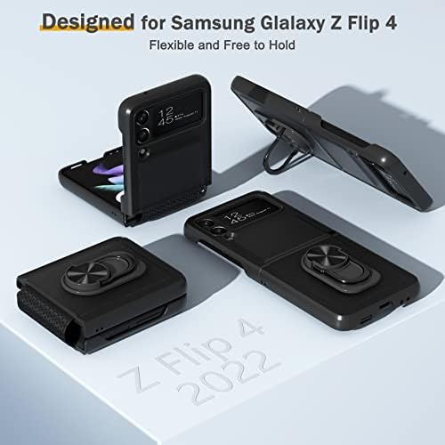NIUBITY PARA SAMSUNG Galaxy Z Flip 4 Case de telefone, com [Proteção de dobradiça deslizante] [Protetor de câmera embutido] [Kickstand de choque magnético] Tampa de proteção à prova de choque para Samsung Galaxy Z Flip 4