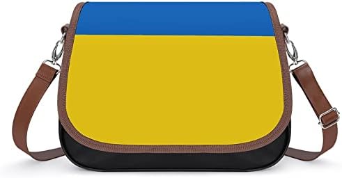 Bandeira da Ucrânia Couro de Couro Médio Moda de Moda Casual Sacos Crostais com cinta