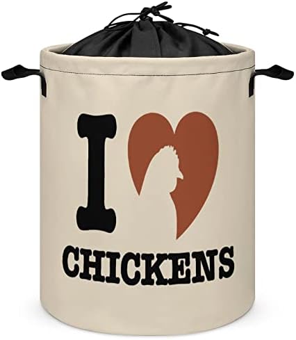 Eu amo galinhas cestas de lavanderia com lavanderia de corte de tração Sacos de armazenamento para viagens