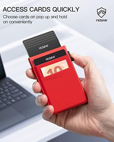 Yesiiw Slim Card Titular carteira - Pop -up de couro minimalista para homens bloqueando com bolso de dinheiro |