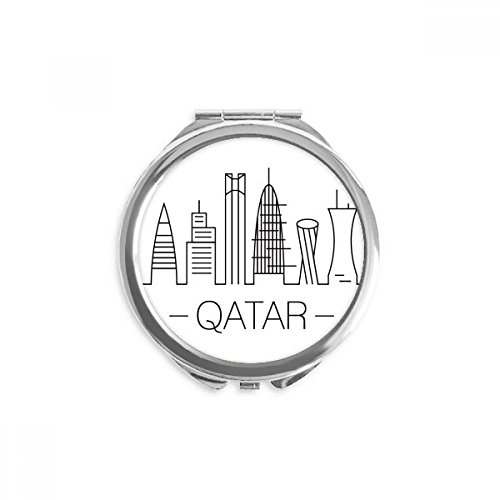 Desenho da cidade City Qatar marco de mão compacta espelho redondo vidro portátil de bolso