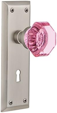 Armazém nostálgico 725813 Placa de Nova York com privacidade da fechadura Waldorf botão de porta rosa
