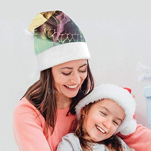 Chapéu de Papai Noel de Natal, chapéu de férias de Natal-Turtle de aquarela para adultos, Hats de Natal