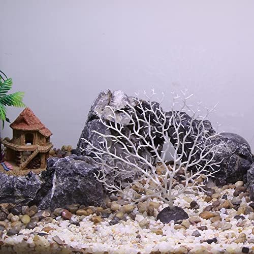 Decoração de recifes de coral vocoste, mini decoração de coral falsa para decorações de aquário, branco, 6.1 x5.91