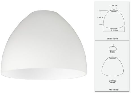 Design clássicos iluminação cetim Sombra de vidro branco para luminária-1-5/8 polegada Abertura