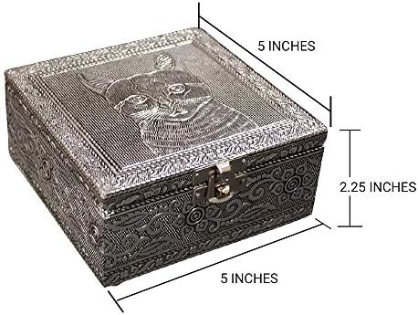 Caixa de caixa de jóias vintage | 9 estilos | Bronze ou prata metal metálico revestimento com designs
