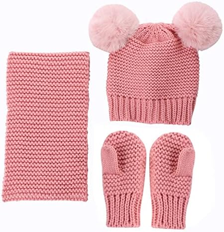 Três luvas Chapéu conjunto monocromático de lã de lã de lã de inverno Crianças peças chapéus térmicos Homens