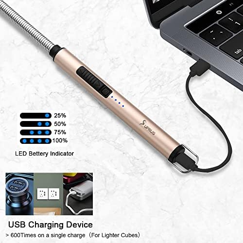 Supus Candle mais leve arco USB isqueiro isqueiro elétrico com bateria de bateria de LED atualizada