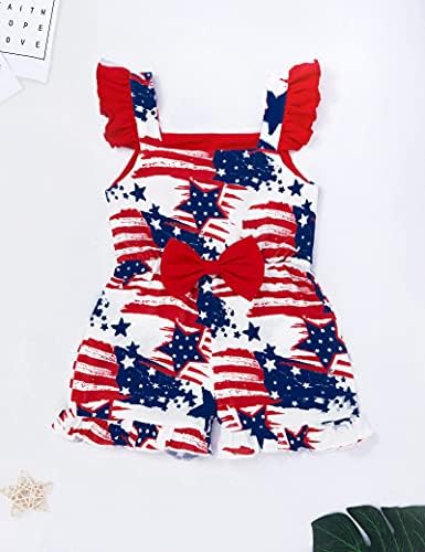 Agapeng 4 de julho Criando roupas de menina de menina babado manga Independence Day Roupa American
