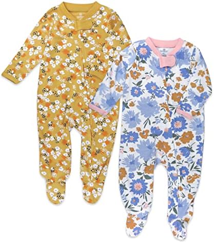 Honestbaby Baby Girls de pacote de 2 algodão orgânico Pijama Sono & Play
