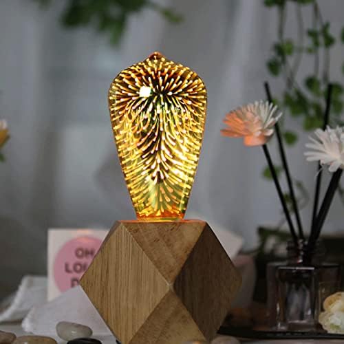 Tbkoly e27 lâmpada Edison, lâmpada de fogos de artifício em 3D, lâmpada de led de vidro dourado de 4w, lâmpada