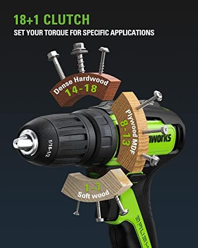 Greenworks 24V Drill sem escova/driver + Kit de combinação de acionamento de impacto, baterias