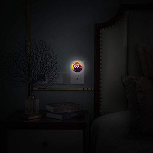 Night Light Plug in Wall Red Panda Art Imprimir Baby Night Light com Dusk-to-Dawn Sensor 2 Pack