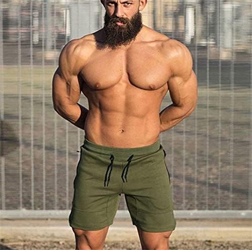 Treino casual masculino de cintura elástica shorts algodão academia drawtring treinamento curto