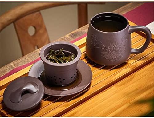 Wionc Purple Clay Tegup com filtro Separação de chá Escritório pessoal Copo de água pessoal Conjunto