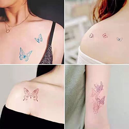 Tatuagens temporárias realistas de borboleta para mulheres meninas. Mulheres duradouras, adesivos de tatuagem